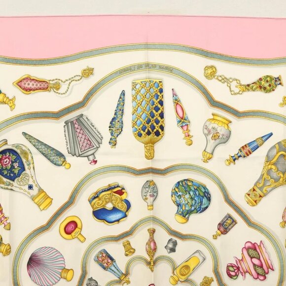 HERMES Carre 90 Scarf ""Qu importe le flacon"" Silk Pink Auth 135496 - Picture 3 of 14